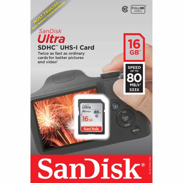 Thẻ nhớ SD Sandisk 16GB Ultra UHS-I 80MB/s