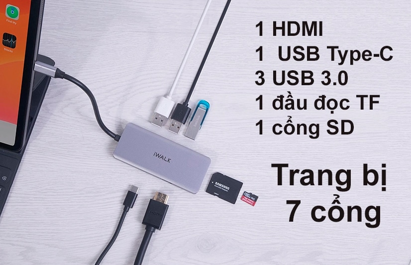 Hub chuyển đổi USB-C iWALK 7-in-1