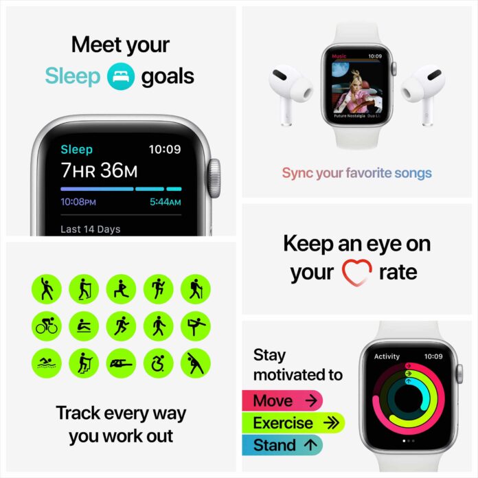 Apple Watch SE 44mm (GPS) - Viền nhôm dây cao su (Gold)