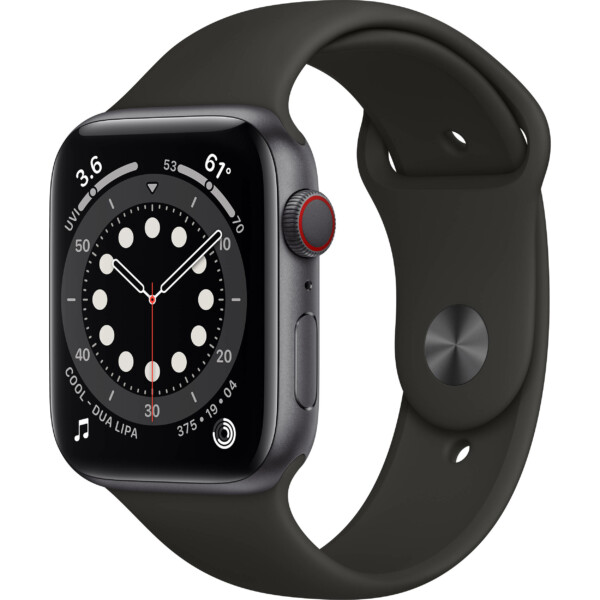 Apple Watch Series 6 44mm (4G) - Viền nhôm dây cao su (Black)