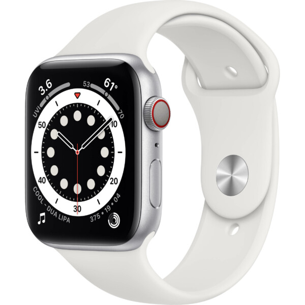 Apple Watch Series 6 44mm (4G) - Viền nhôm dây cao su (Silver)