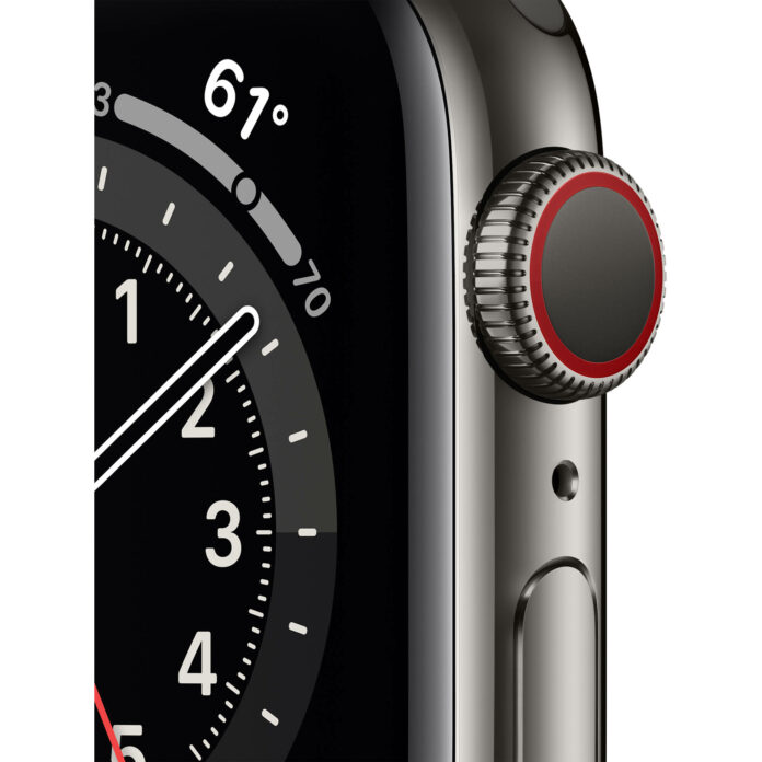 Apple Watch Series 6 44mm (4G) - Viền thép dây cao su (Graphite)