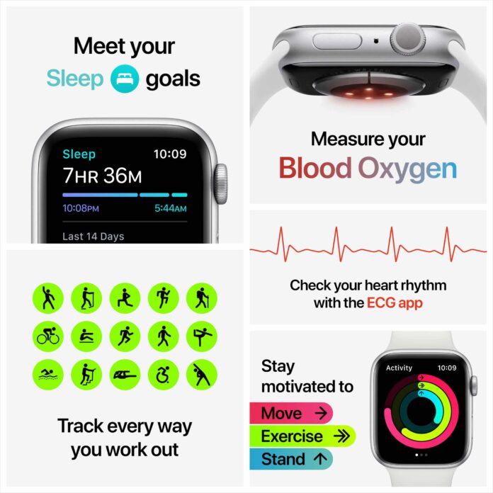 Apple Watch Series 6 44mm (GPS) - Viền nhôm dây cao su (Gold)