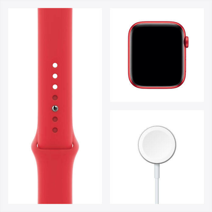 Apple Watch Series 6 44mm (GPS) - Viền nhôm dây cao su (Red)