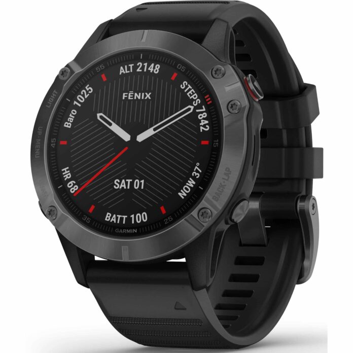 Đồng hồ Garmin fenix 6 (47mm, Sapphire, Carbon Gray DLC/Black Band)