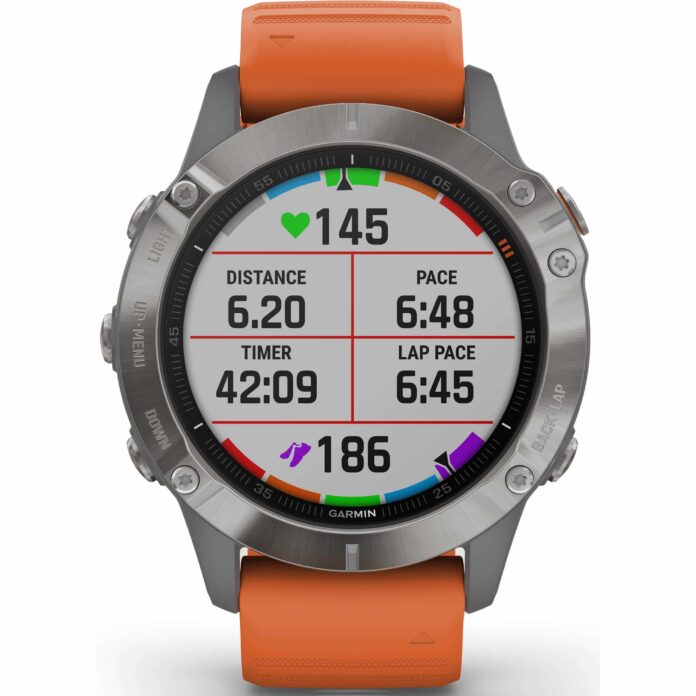 Đồng hồ Garmin fenix 6 (47mm, Sapphire, Titanium/Ember Orange Band)