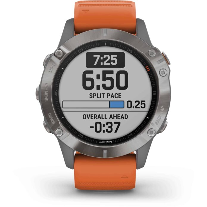 Đồng hồ Garmin fenix 6 (47mm, Sapphire, Titanium/Ember Orange Band)