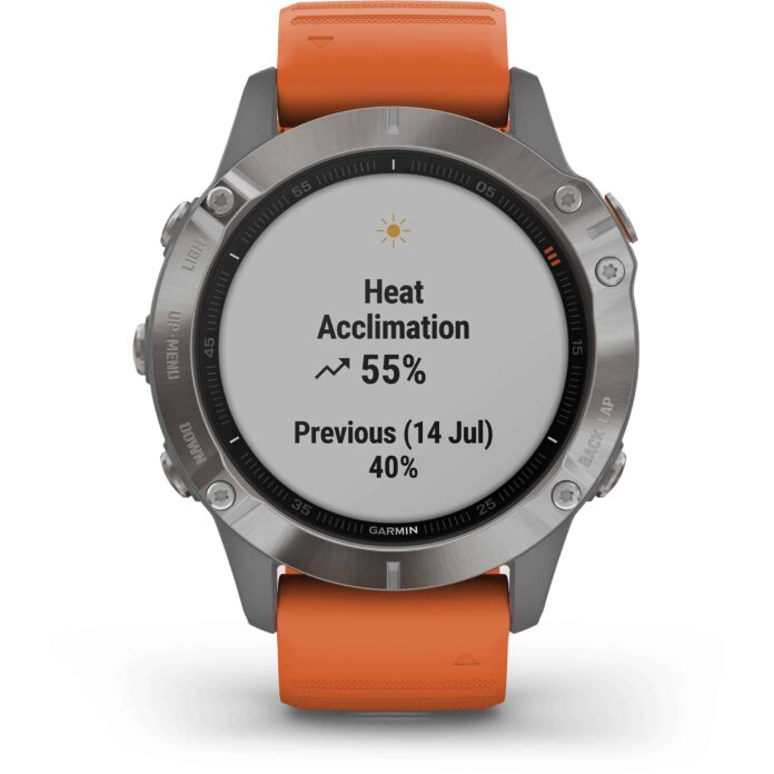 Đồng hồ Garmin fenix 6 (47mm, Sapphire, Titanium/Ember Orange Band)