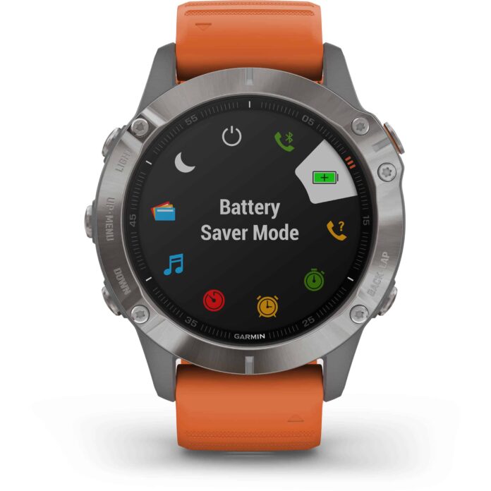 Đồng hồ Garmin fenix 6 (47mm, Sapphire, Titanium/Ember Orange Band)