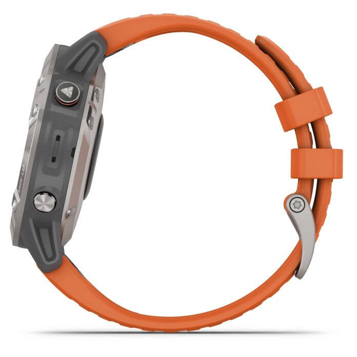 Đồng hồ Garmin fenix 6 (47mm, Sapphire, Titanium/Ember Orange Band)