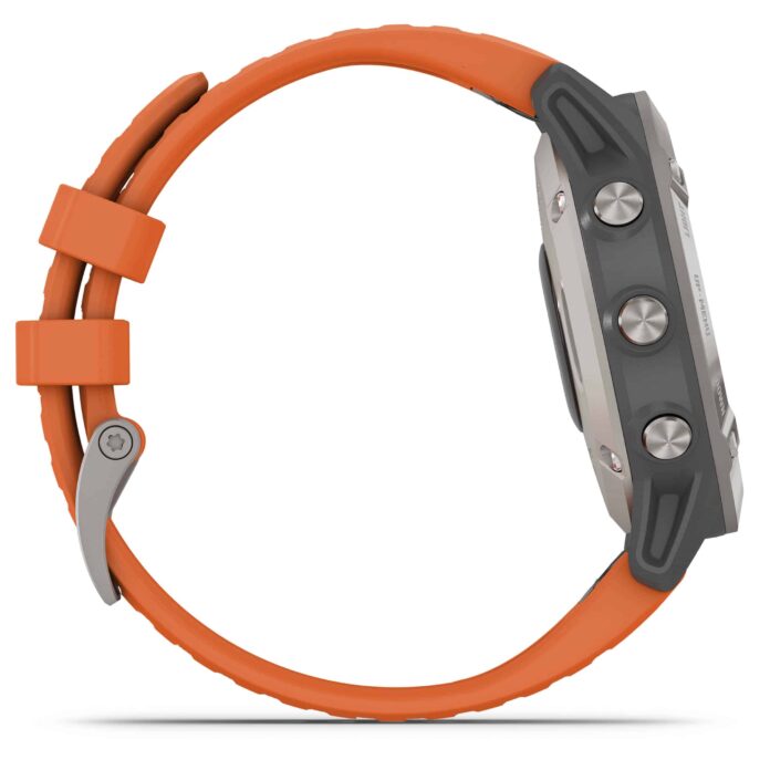 Đồng hồ Garmin fenix 6 (47mm, Sapphire, Titanium/Ember Orange Band)