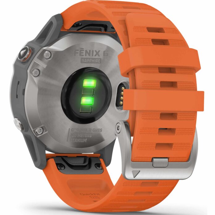 Đồng hồ Garmin fenix 6 (47mm, Sapphire, Titanium/Ember Orange Band)