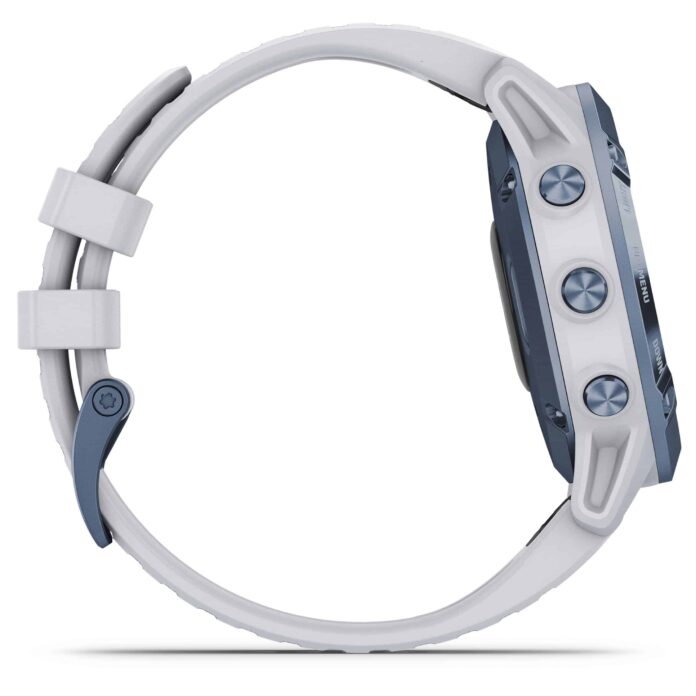 Đồng hồ Garmin fenix 6 (47mm, Solar, Mineral Blue Titanium/Whitestone Band)