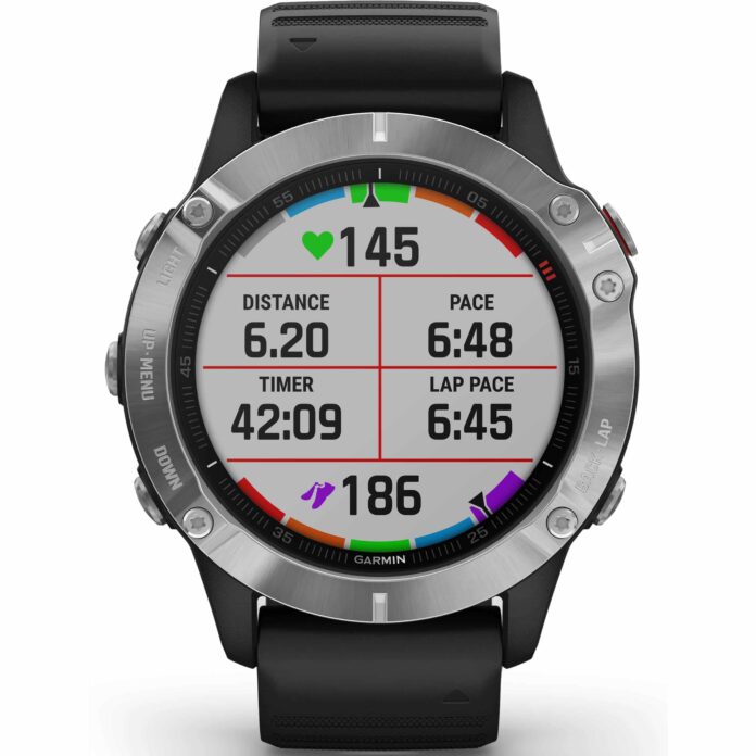 Đồng hồ Garmin fenix 6 (47mm, Silver/Black Band)