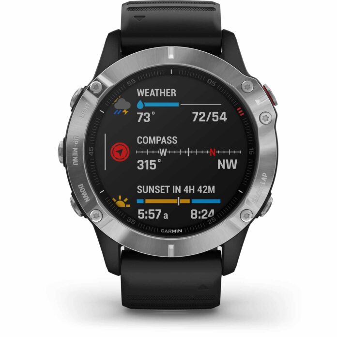 Đồng hồ Garmin fenix 6 (47mm, Silver/Black Band)
