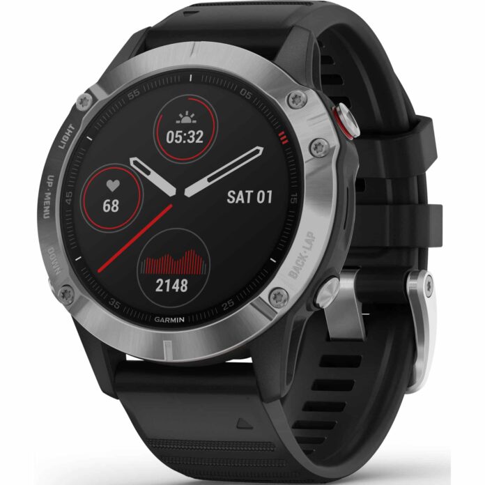 Đồng hồ Garmin fenix 6 (47mm, Silver/Black Band)