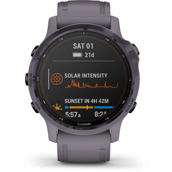Đồng hồ Garmin fenix 6S (42mm, Solar, Amethyst Steel/Shale Gray Band)