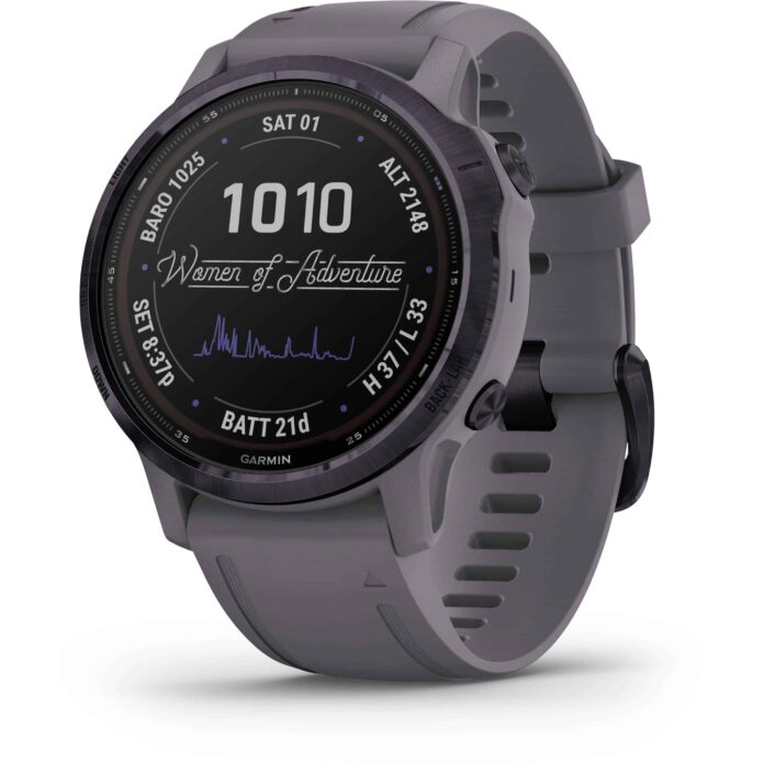 Đồng hồ Garmin fenix 6S (42mm, Solar, Amethyst Steel/Shale Gray Band)