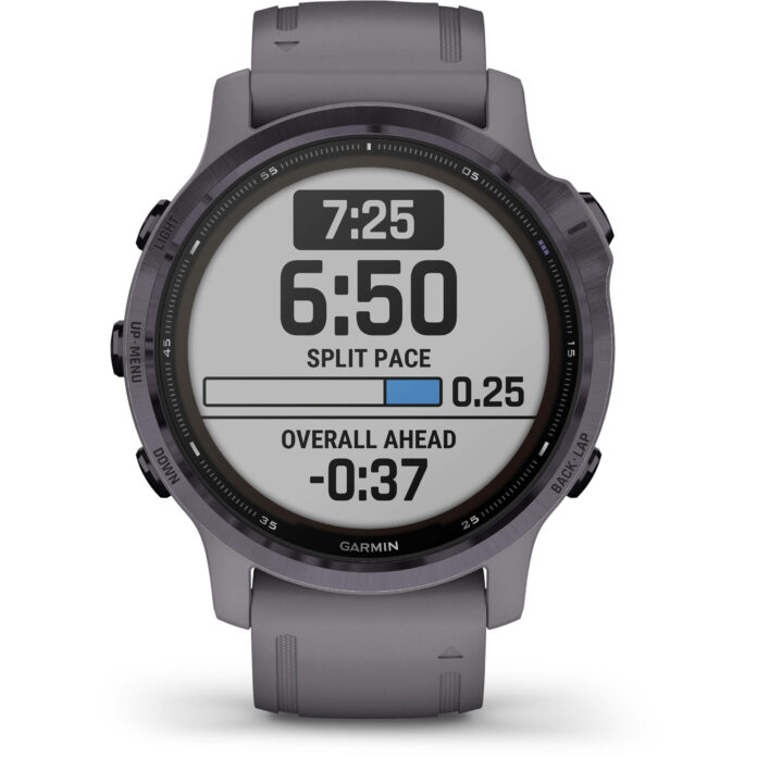 Đồng hồ Garmin fenix 6S (42mm, Solar, Amethyst Steel/Shale Gray Band)