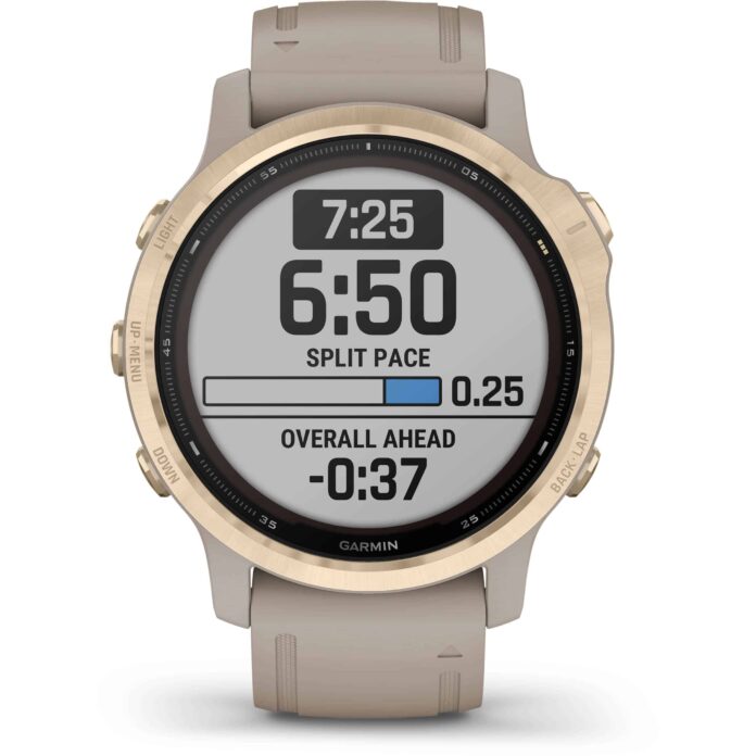 Đồng hồ Garmin fenix 6S (42mm, Solar, Light Gold/Light Sand Band)