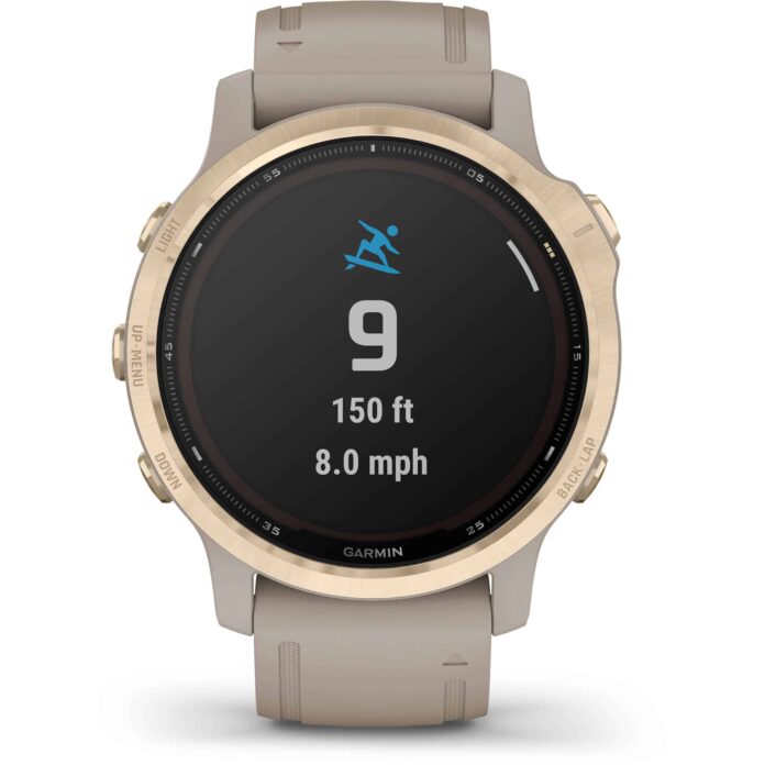 Đồng hồ Garmin fenix 6S (42mm, Solar, Light Gold/Light Sand Band)