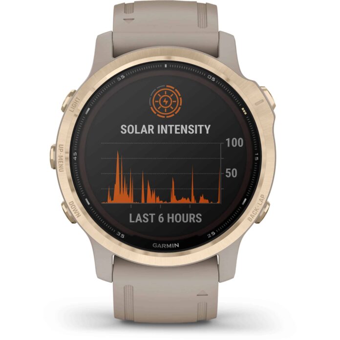 Đồng hồ Garmin fenix 6S (42mm, Solar, Light Gold/Light Sand Band)
