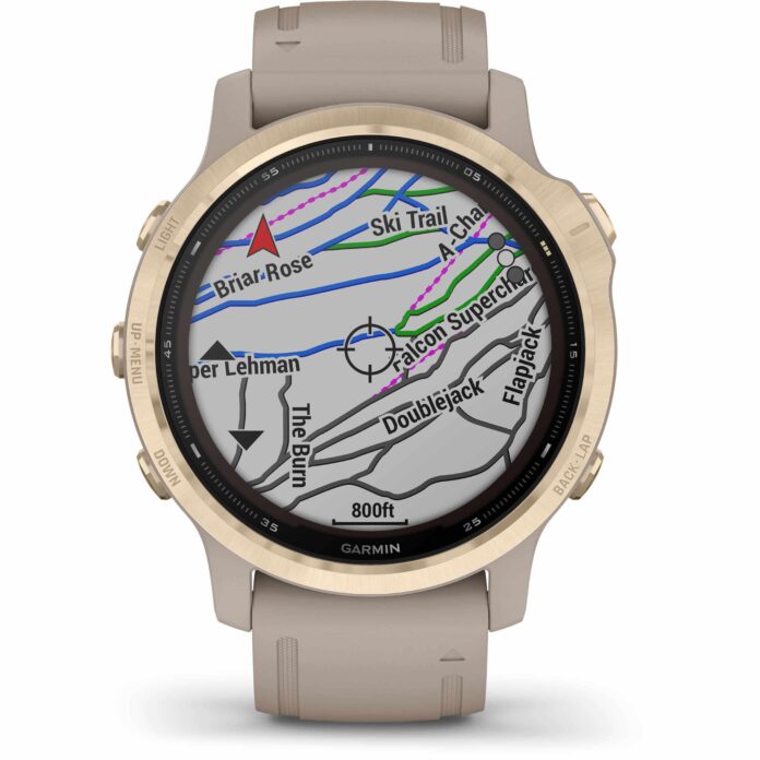 Đồng hồ Garmin fenix 6S (42mm, Solar, Light Gold/Light Sand Band)