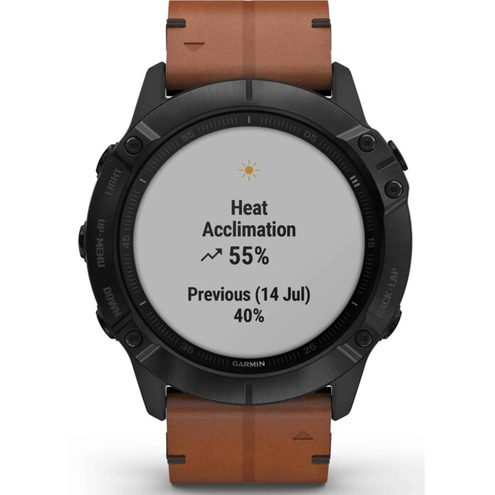 Đồng hồ Garmin fenix 6X (51mm, Sapphire, Black DLC/Chestnut Leather Band)