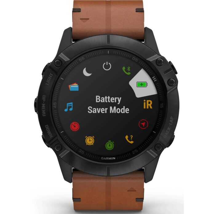 Đồng hồ Garmin fenix 6X (51mm, Sapphire, Black DLC/Chestnut Leather Band)
