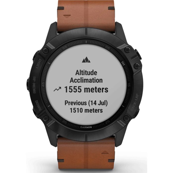 Đồng hồ Garmin fenix 6X (51mm, Sapphire, Black DLC/Chestnut Leather Band)