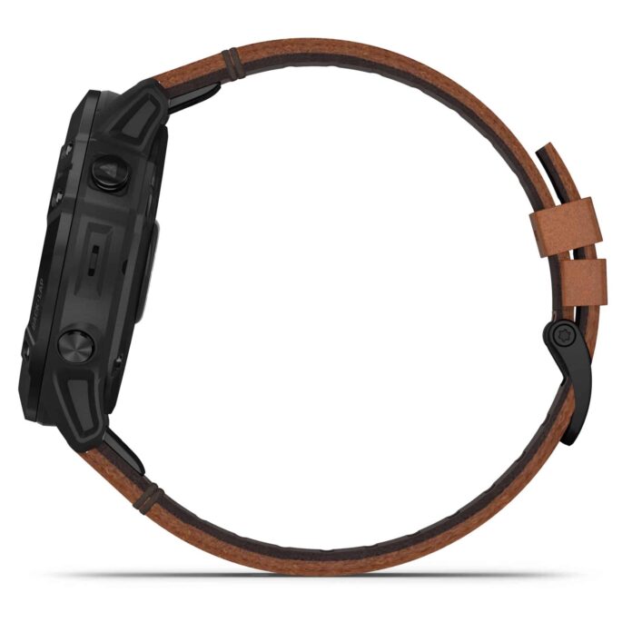 Đồng hồ Garmin fenix 6X (51mm, Sapphire, Black DLC/Chestnut Leather Band)
