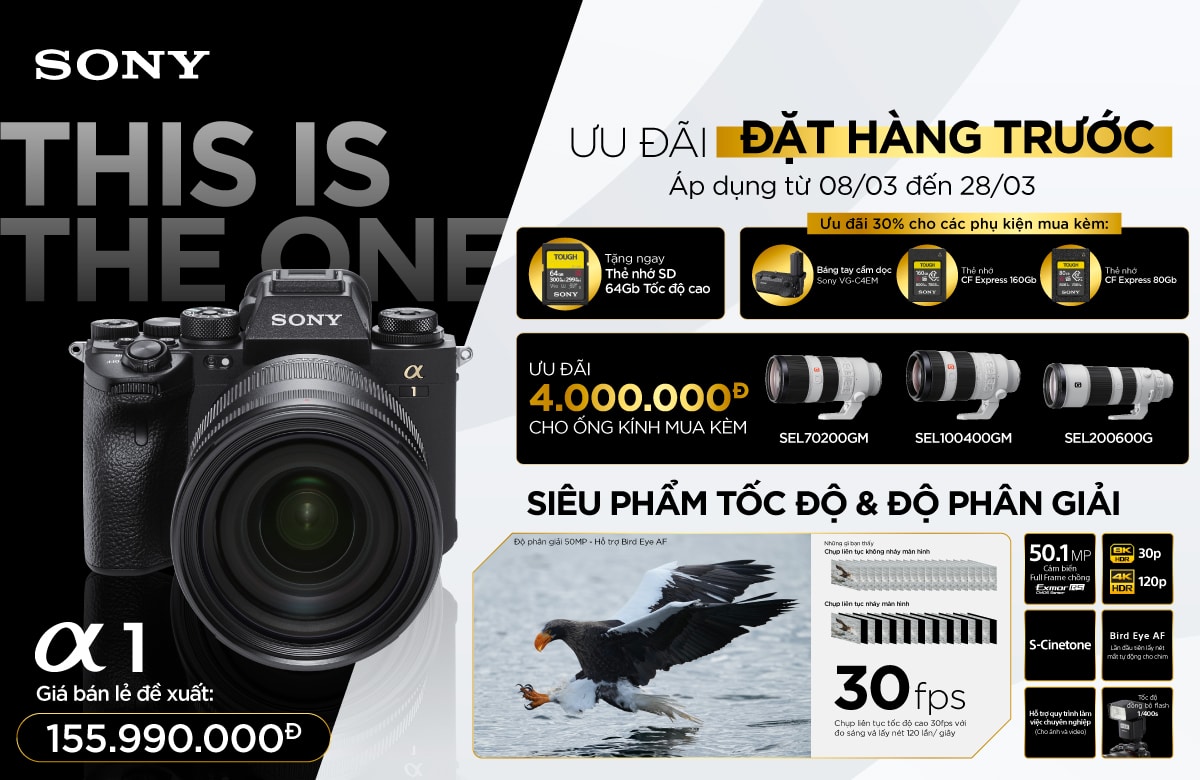 Đặt hàng Sony Alpha a1, chiếc máy ảnh mạnh mẽ nhất hiện tại, giá 155.990.000đ