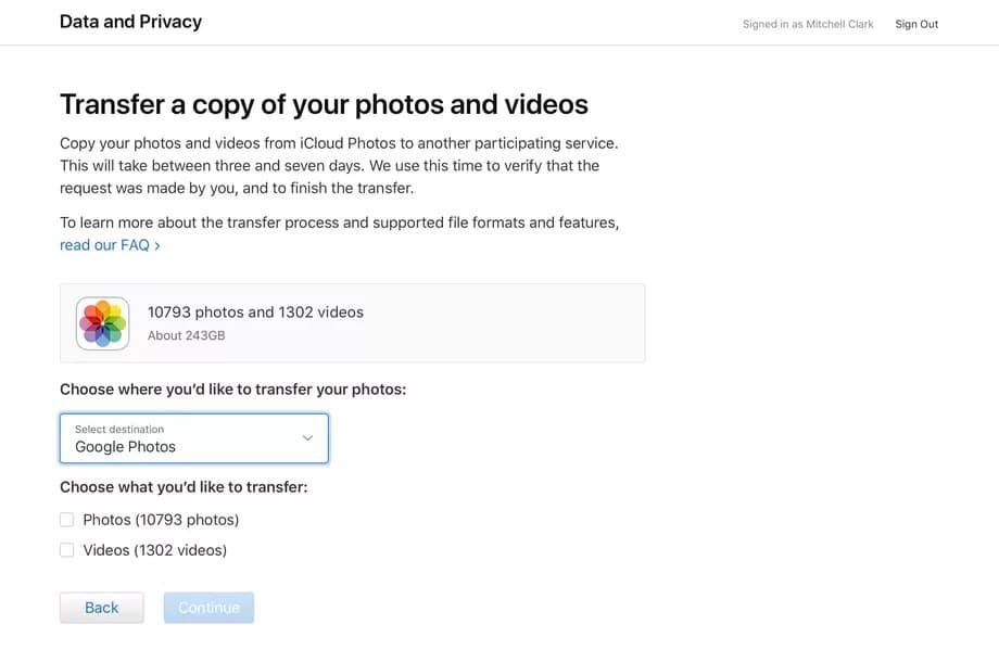 Apple vừa hỗ trợ chuyển ảnh từ iCloud Photo Library đến Google Photos