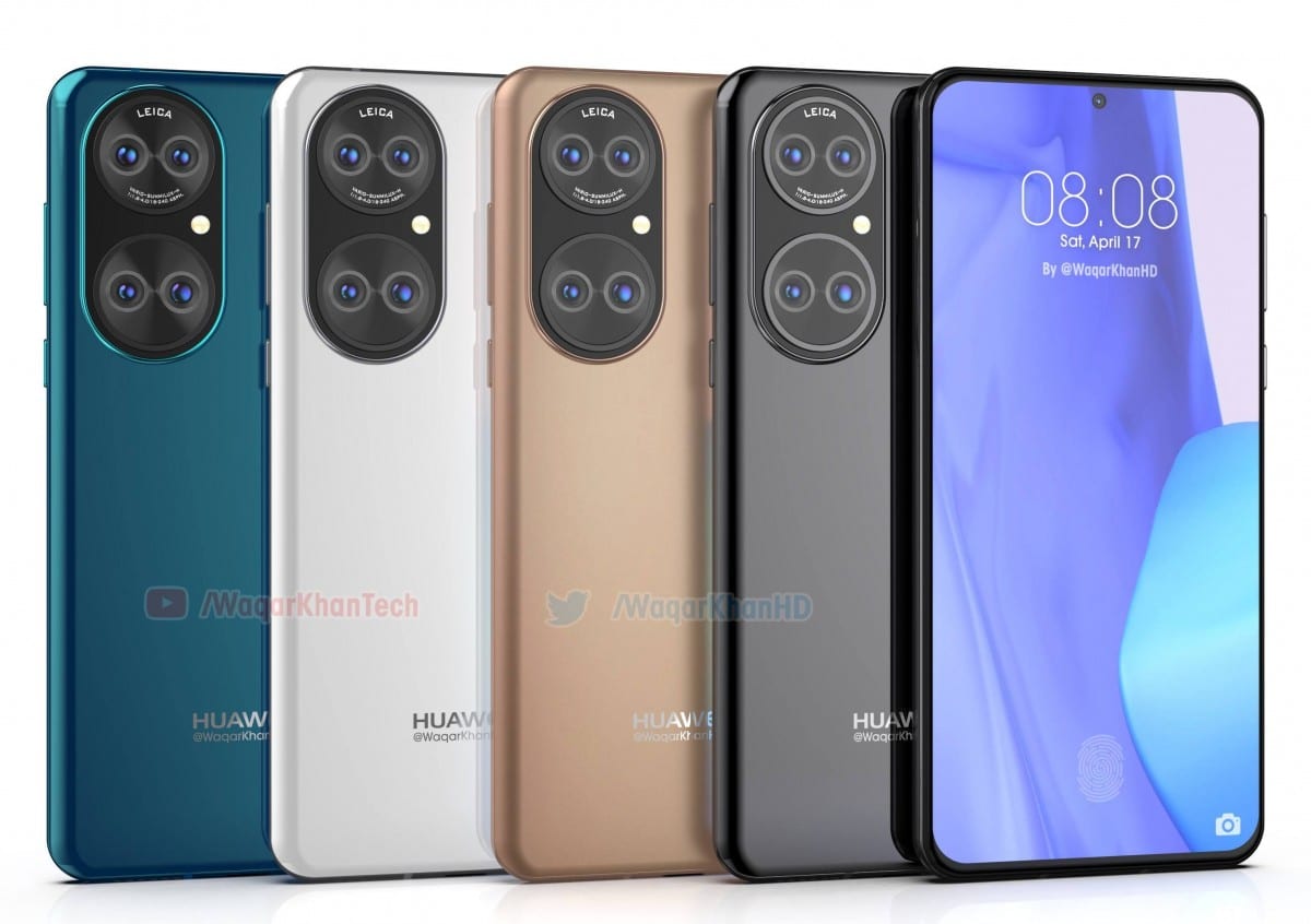 Lộ diện hình ảnh render Huawei P50 với cụm camera mặt cười