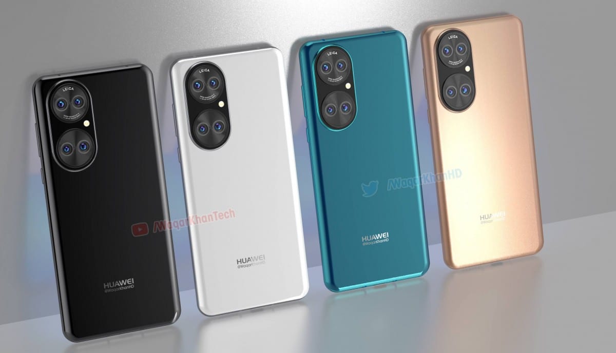 Lộ diện hình ảnh render Huawei P50 với cụm camera mặt cười