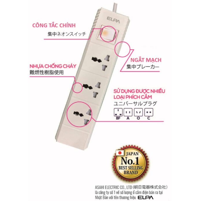 Ổ cắm điện Elpa ESL-VNC33