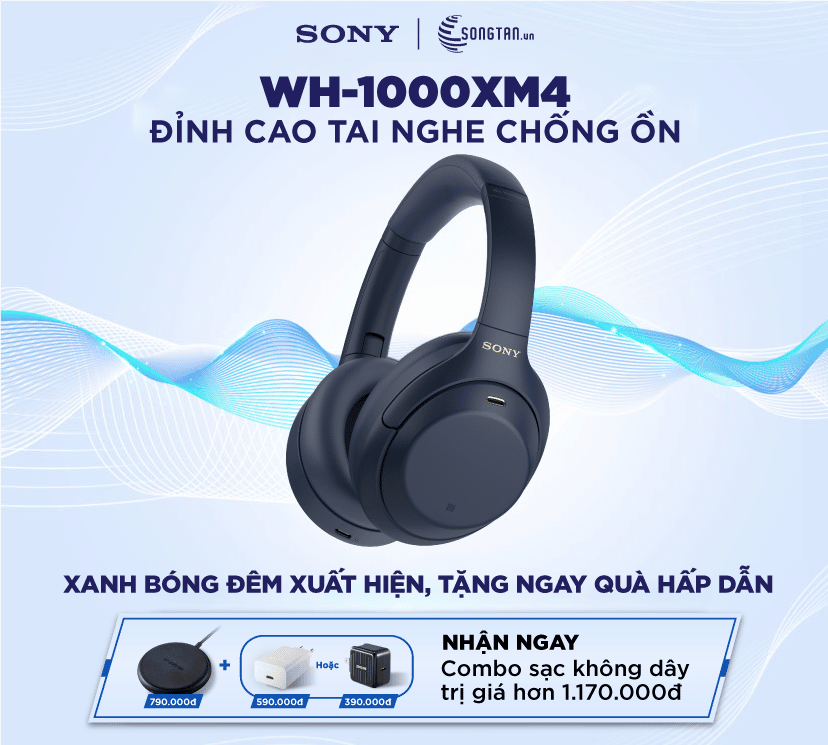 Tai nghe không dây chống ồn Sony WH-1000XM4 ra mắt phiên bản Xanh bóng đêm hoàn toàn mới