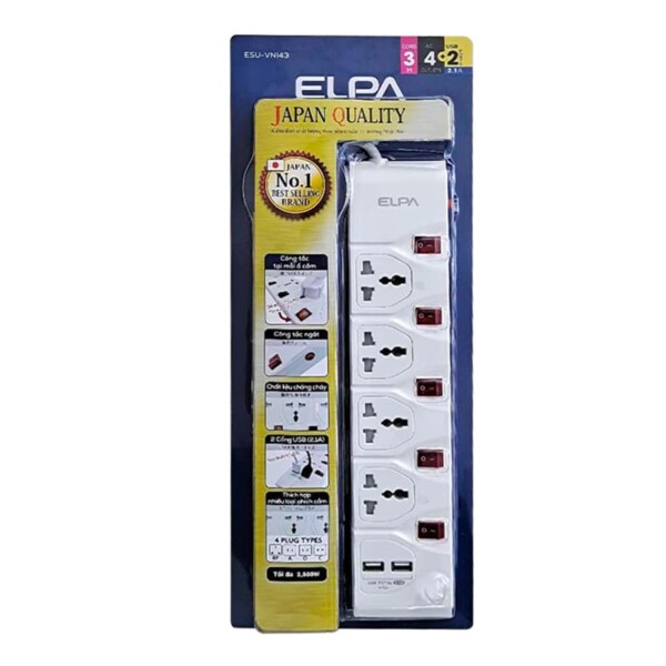 Ổ cắm điện Elpa ESU-VNI43 - 2 cổng USB