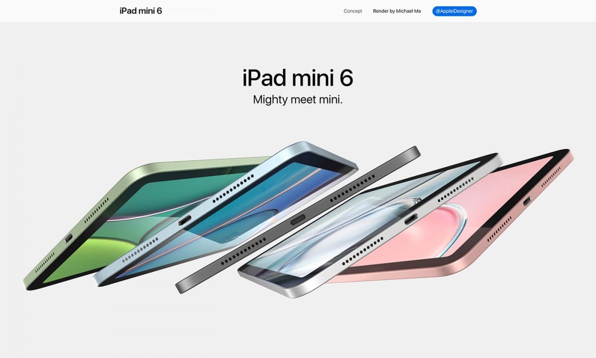 Ảnh render mới của iPad Mini 6 với nhiều tuỳ chọn màu sắc