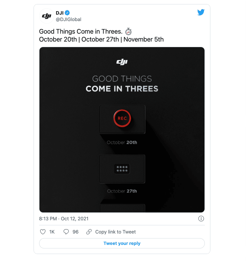 DJI hé lộ sẽ có 3 sản phẩm mới ra mắt vào cuối tháng 10 và đầu tháng 11