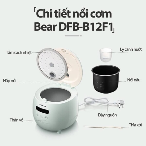 Nồi cơm điện mini đa năng Bear DFB-B12F1