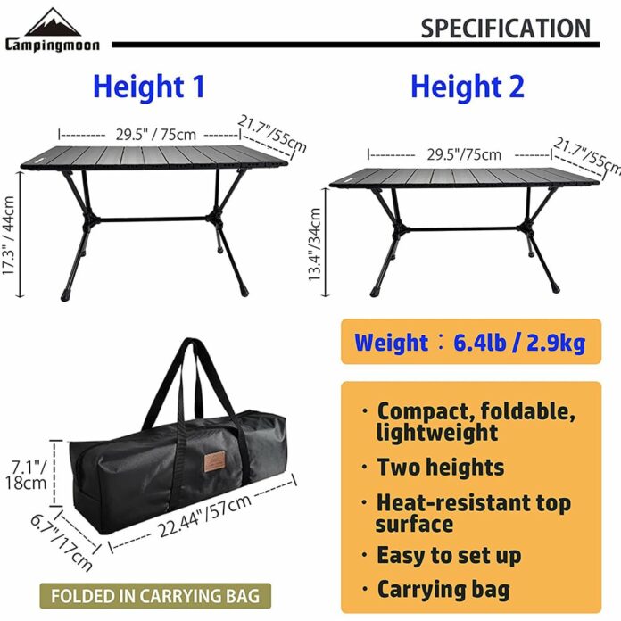 Bàn xếp dã ngoại Campingmoon T-520 hợp kim nhôm
