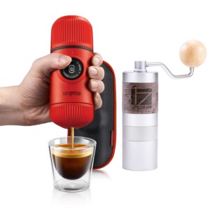 Bộ dụng cụ pha cà phê Wacaco Nanopresso và cối xay 1Zpresso Q2 (Red)