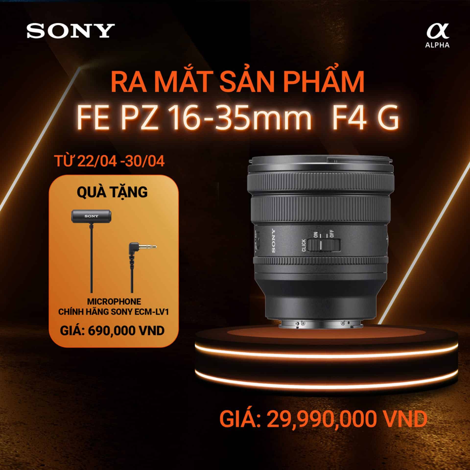 Sony ra mắt chiếc ống kính zoom FE PZ 16-35mm F4 G gọn nhẹ với giá bán 29.990.000đ