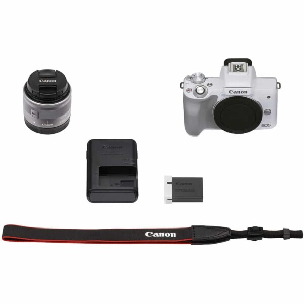 Máy ảnh Canon EOS M50 Mark II với ống kính 15-45mm (White)