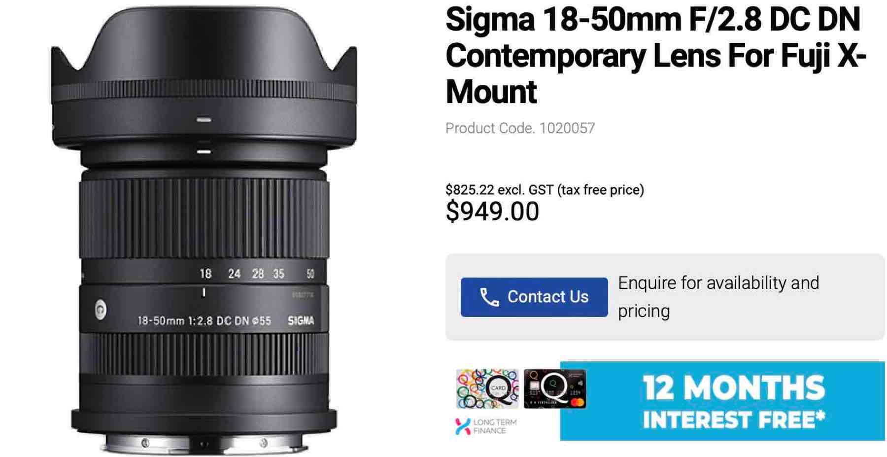 Sigma 18-50mm F2.8 cho Fujifilm X sẽ mở đặt trước vào ngày 15/11