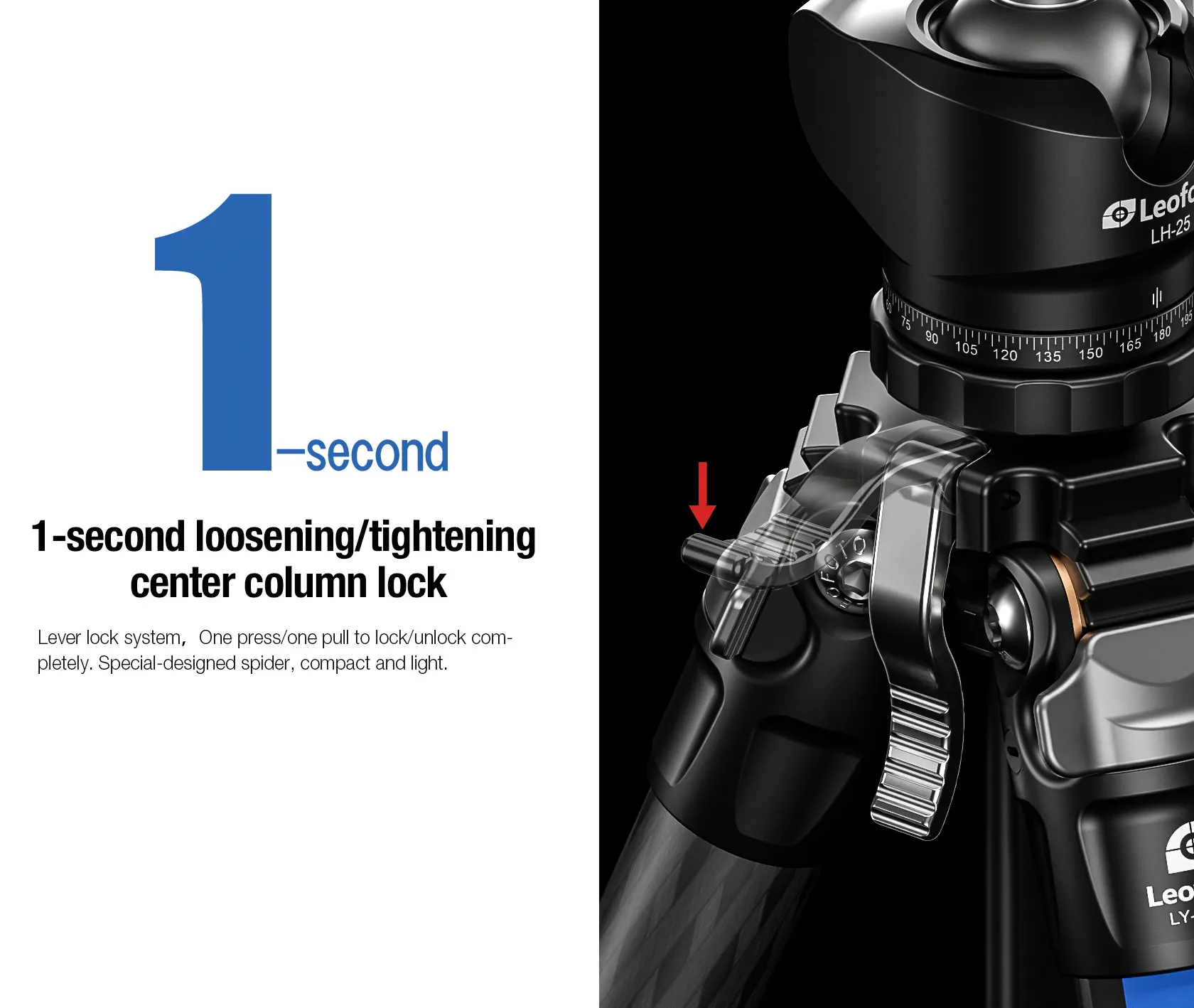 Chân máy ảnh Leofoto LY-224C Carbon Fiber với LH-25R Ball Head (Black)