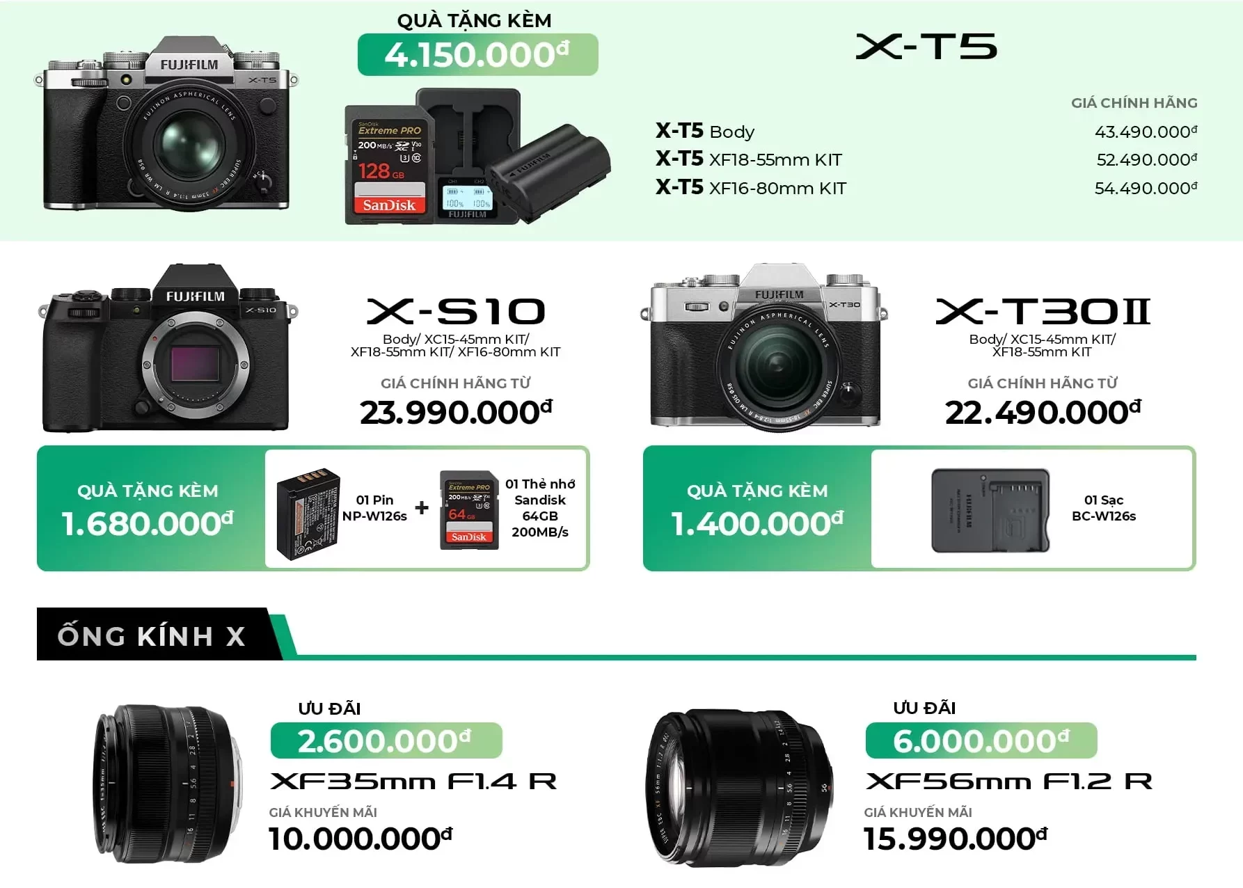 Bảng giá Fujifilm tháng 9/2023