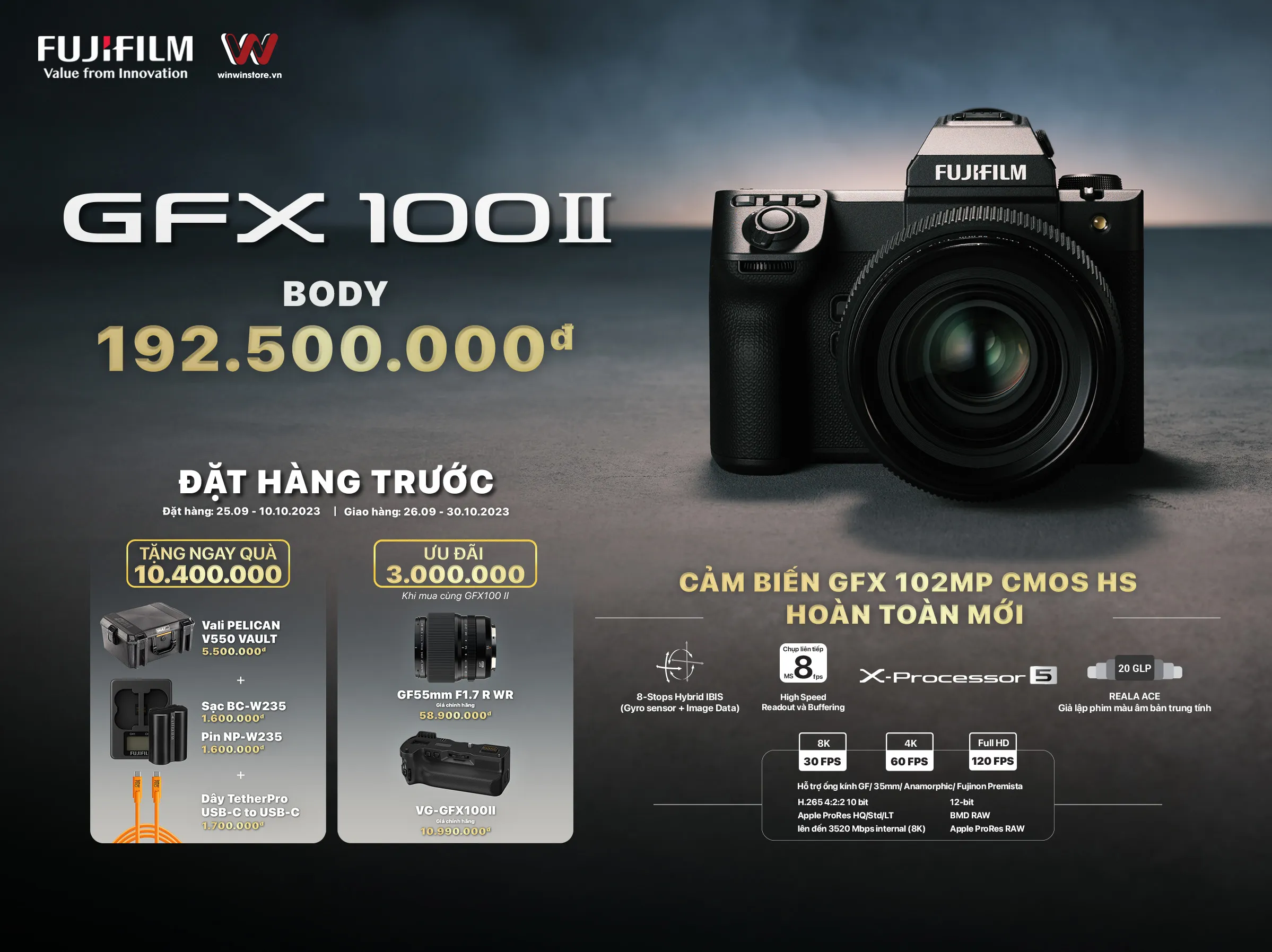 Đặt trước siêu phẩm medium format Fujifilm GFX 100 II và ống kính GF 55mm F1.7 mới