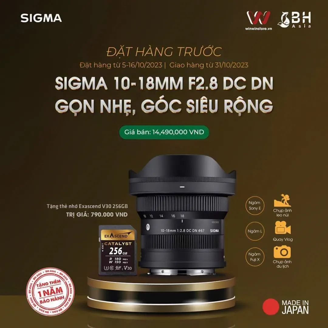 Sigma 10-18mm F2.8 DC DN Contemporary ra mắt, ống kính zoom siêu rộng nhỏ gọn nhất cho máy ảnh APS-C